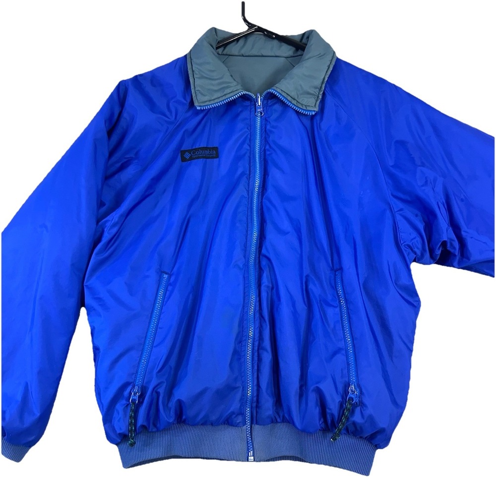 Vintage Columbia Reversible Bomber Puffer Jacket Blue sm/med Insulated 90s Coat